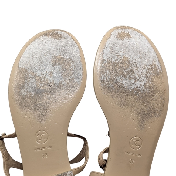 Chanel Lambskin Comet Crystal CC Thong 20S Sandals Size EU 38 - Picture 9 of 12